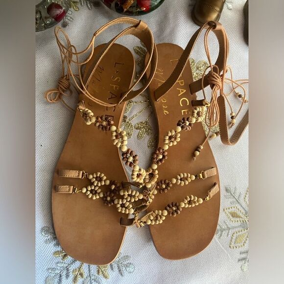 L*SPACE x MATISSE Slide Sandal Brown Stones Strap Size 10M - Picture 9 of 12